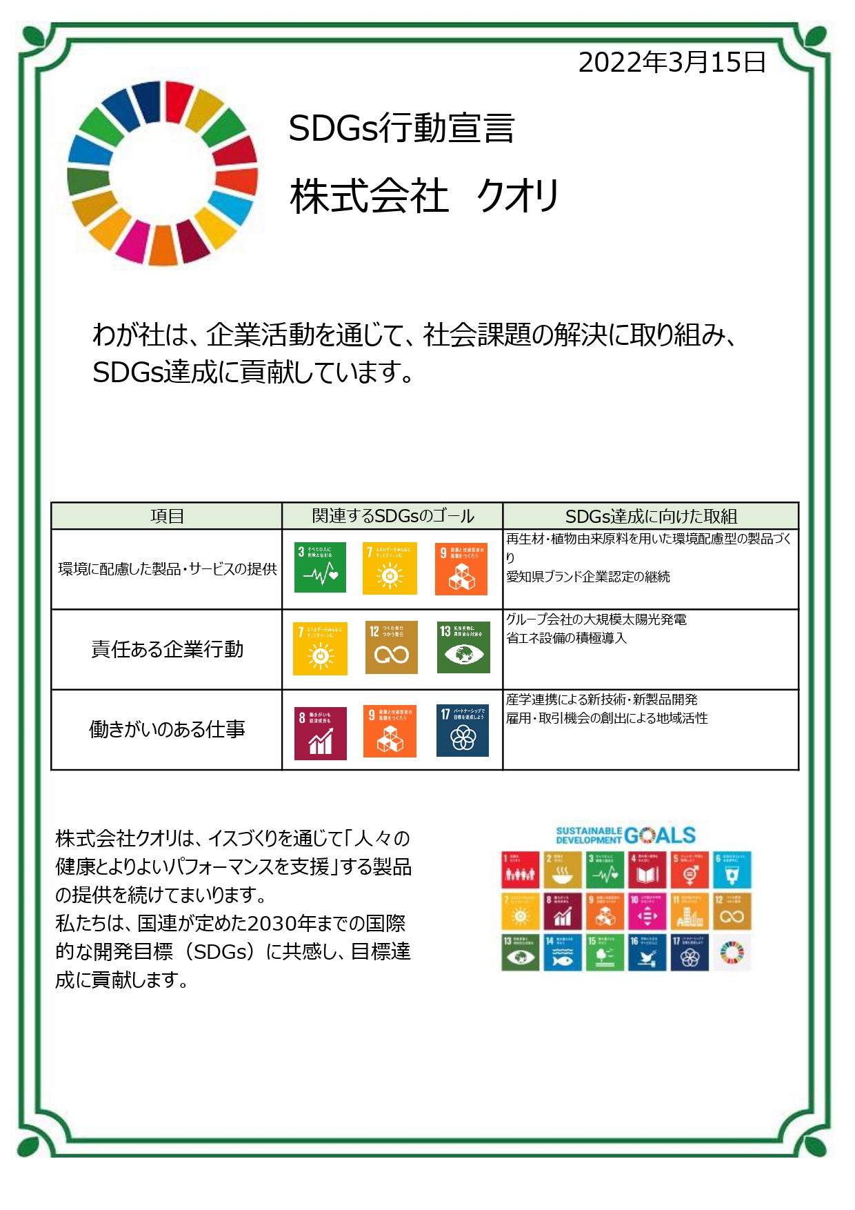 SDGs行動宣言